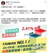 台湾（2.41%）赢过韩国（2.1%）、香港（0.6%）、新加坡（0.1%）
