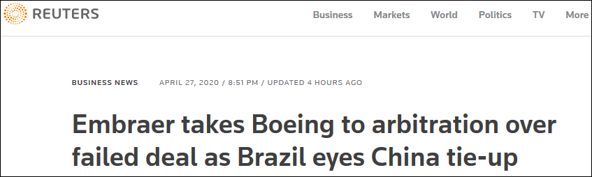 巴航工业被波音甩了后，巴西副总统：该找中国合作了